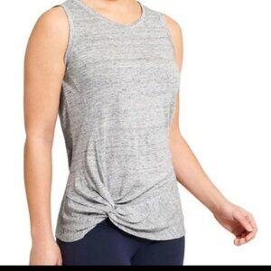 Athleta Zephyr Knot Linen Top | Front Knot Sleeveless Top